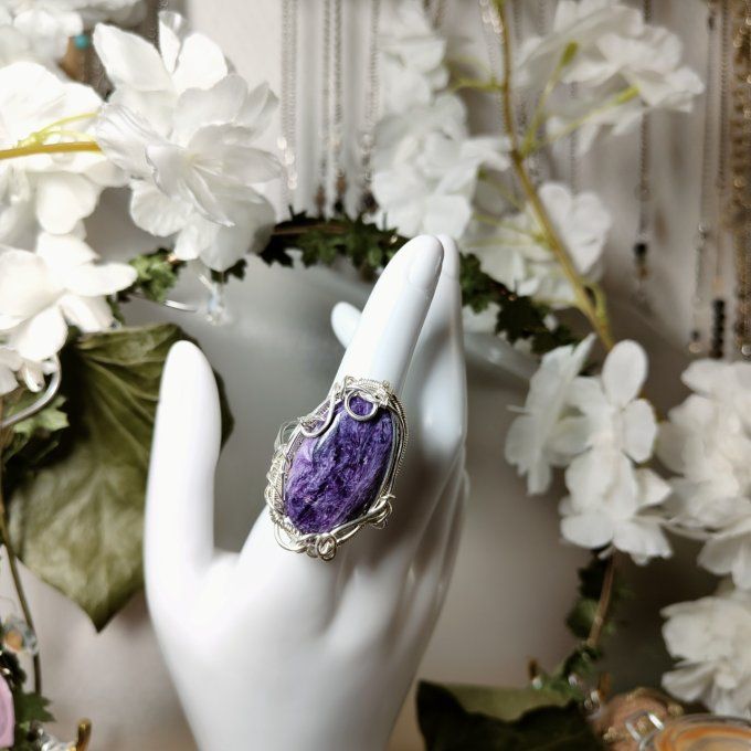 Charoite ajustable - ✨ Bague Marquise ✨
