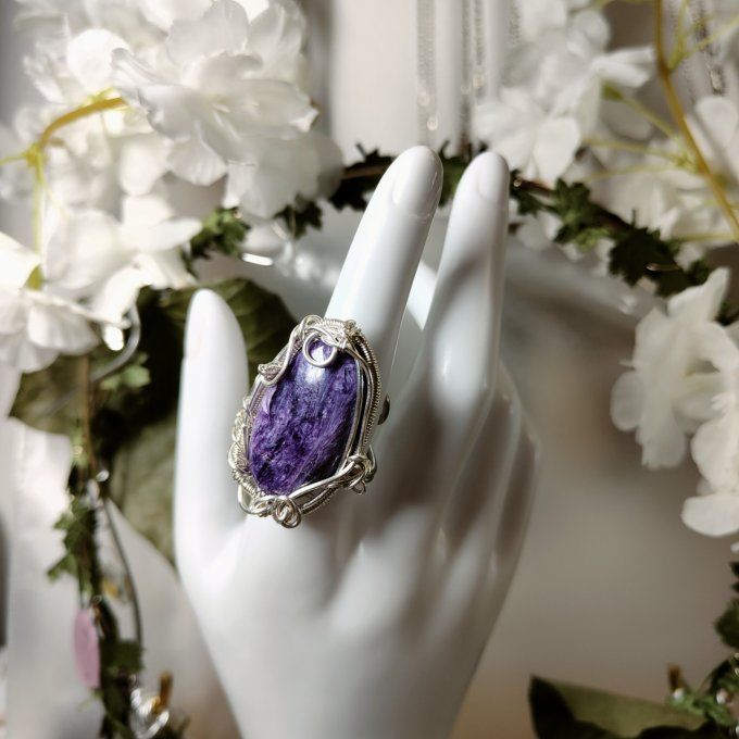 Charoite ajustable - ✨ Bague Marquise ✨