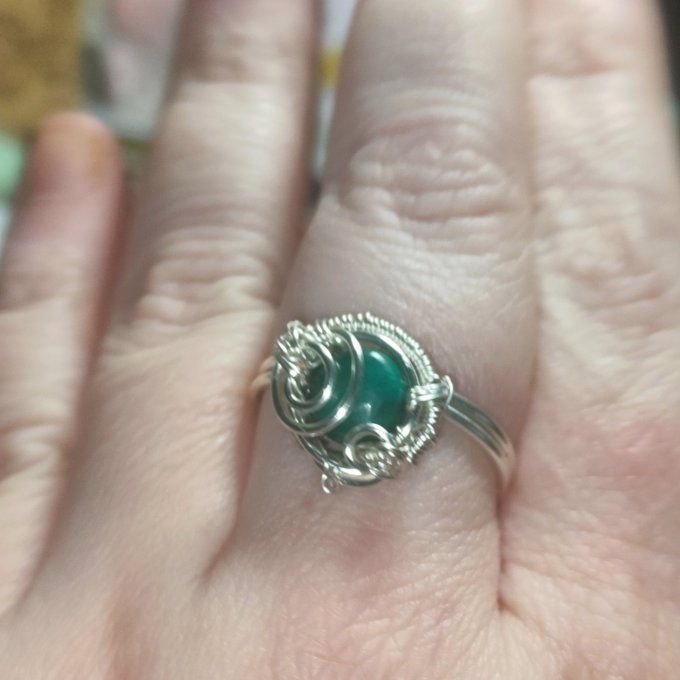 Bague malachite marquise ajustable 