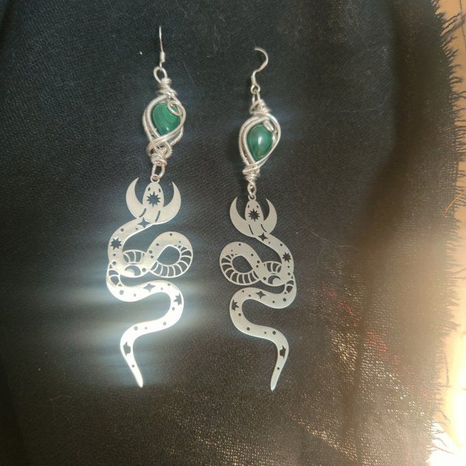 Boucle d'oreille Malachite –✨ Harmonie et Protection du Cœur - Copie