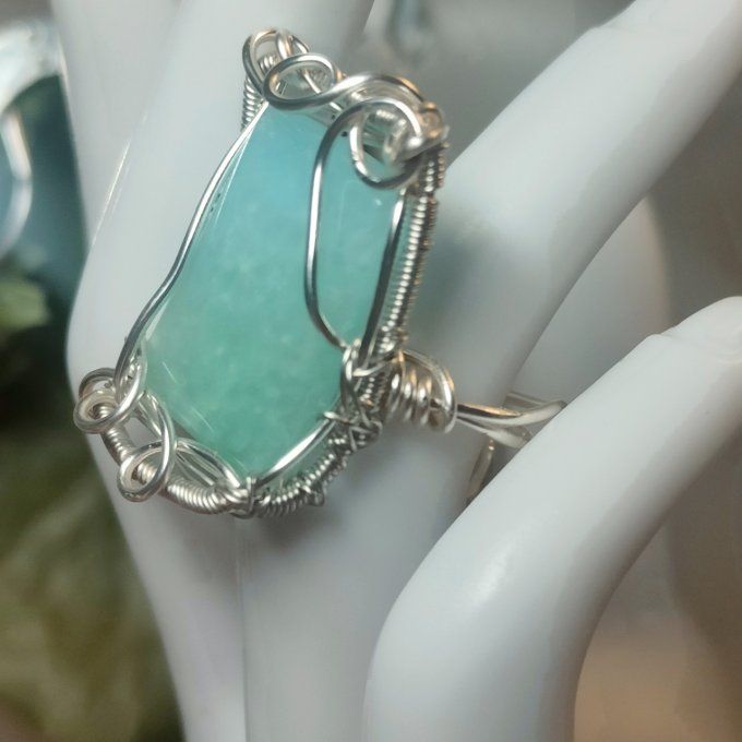 Bague ajustable Perle Hemimorphite  - Copie