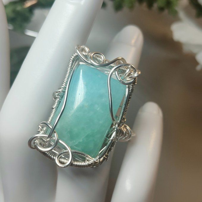 Bague ajustable Perle Hemimorphite  - Copie
