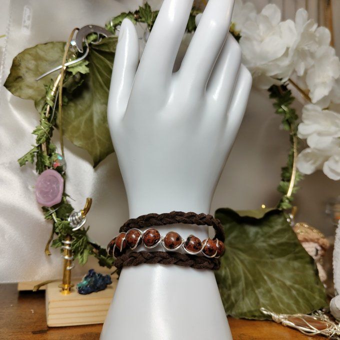 Bracelet tresse cuir et perles sur mesure 