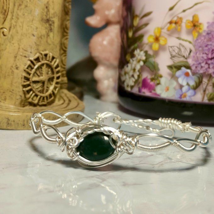 Bracelet torsade -Agate mousse ✨Pierre de connexion & de renouveau ✨ 