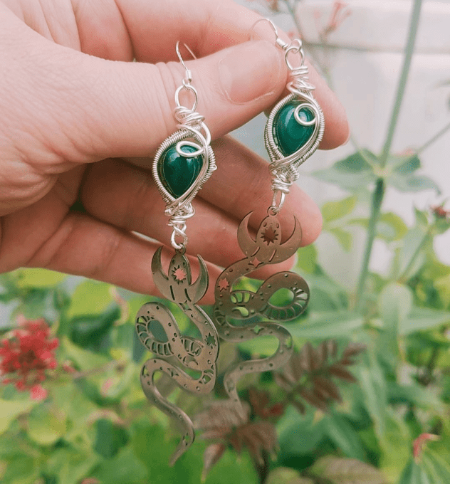 Boucle d'oreille Malachite –✨ Harmonie et Protection du Cœur - Copie
