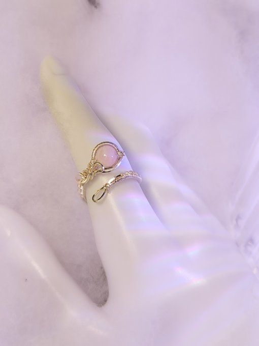 Bague perle Morganite ajustable 