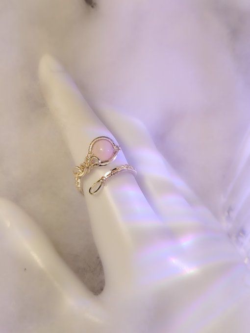 Bague perle Morganite ajustable 