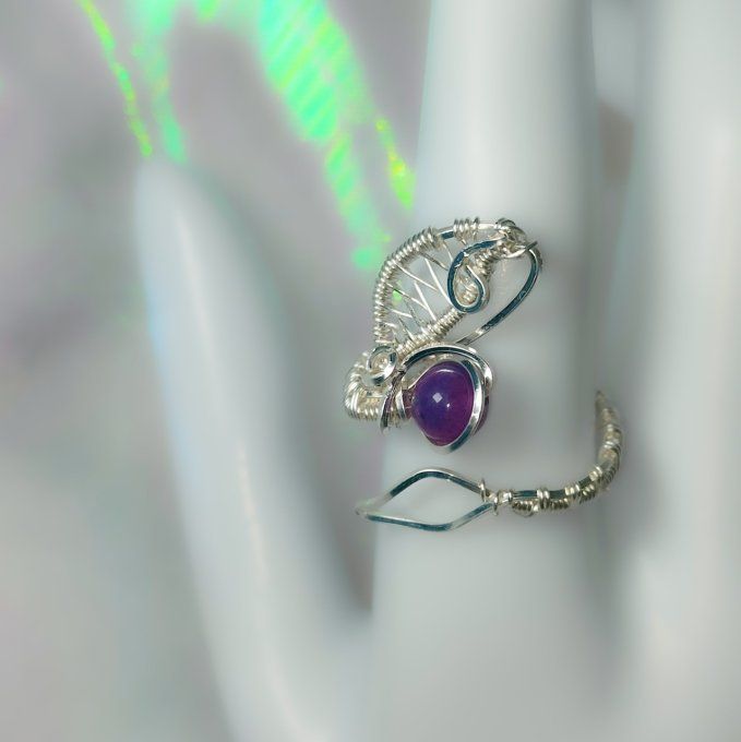 Bague Ajustable perle Sugilite 