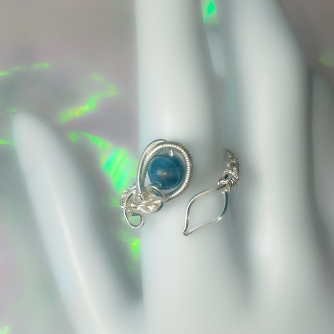 Bague ajustable Perle Apatite bleu