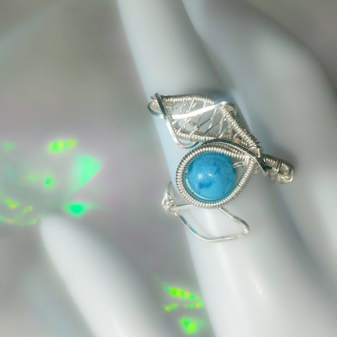 Bague ajustable Perle Hemimorphite 