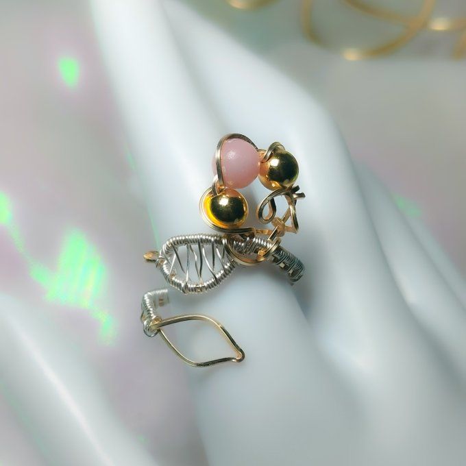 Bague perle Opale rose 