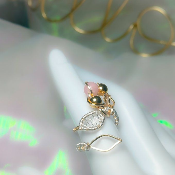 Bague perle Opale rose 