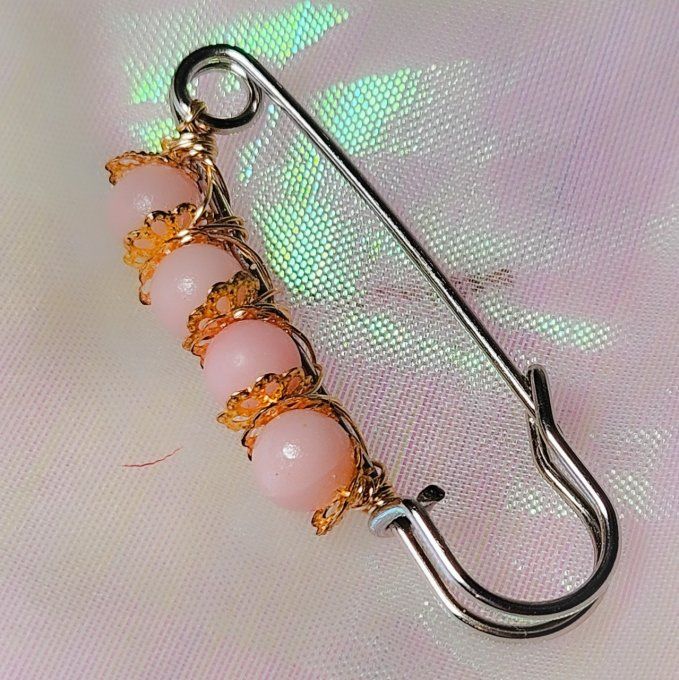 Broche perles Opale Rose 
