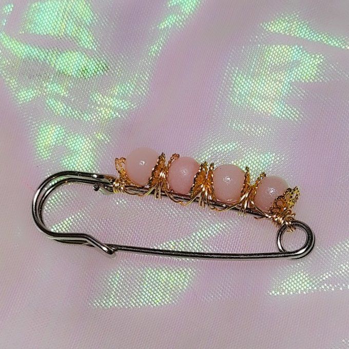 Broche perles Opale Rose 