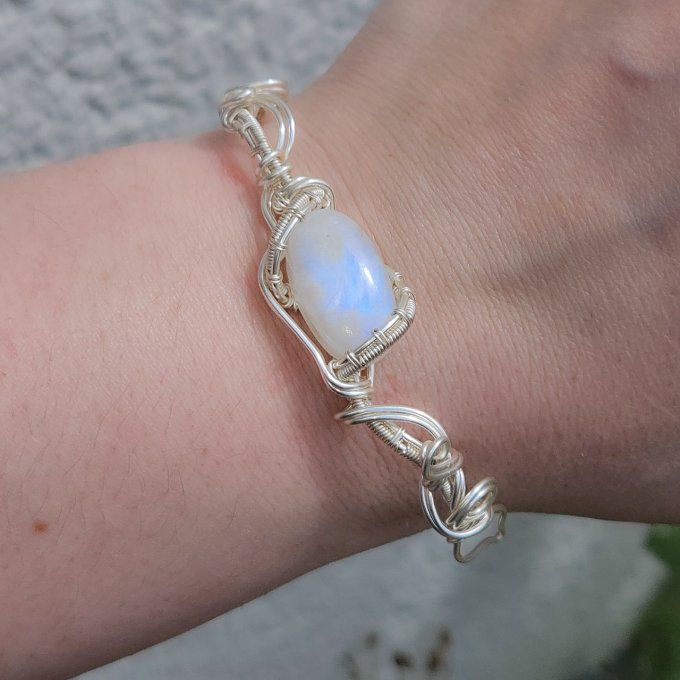 collier Charms pierre de lune (péristérite) : la pierre de lune arc en ciel