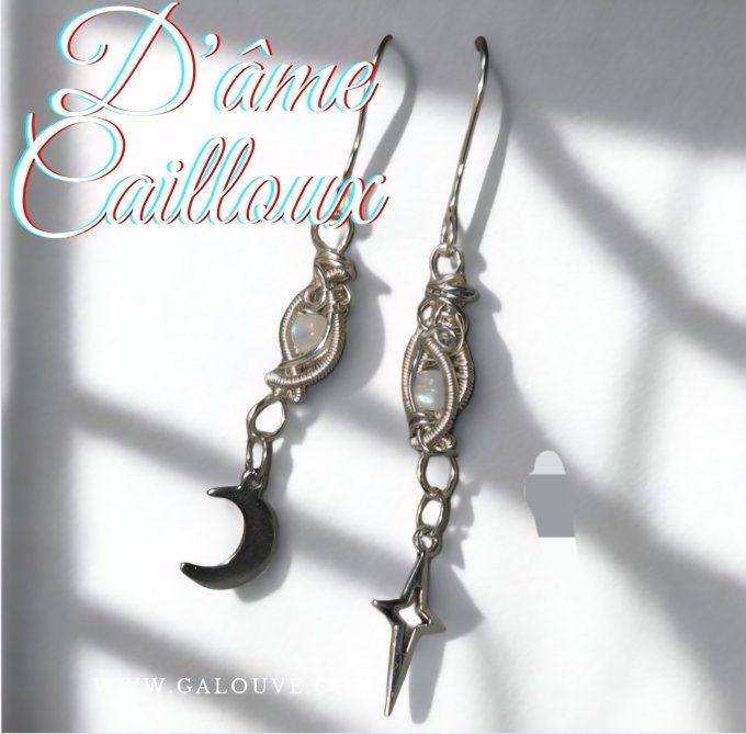 Pierre de lune ✨ Péristerite ✨ Boucle d'oreille. 