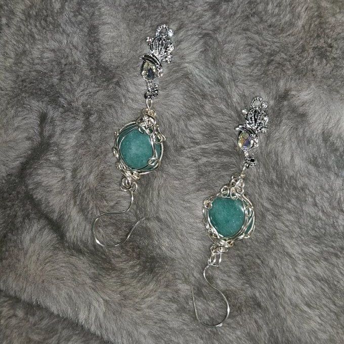 Boucle d'oreille Amazonite - Larmes d'Héra 