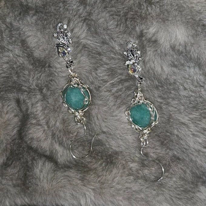 Boucle d'oreille Amazonite - Larmes d'Héra 