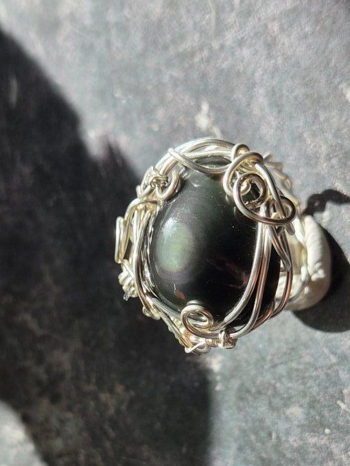 Bague  chevalière œil céleste  -Protection & Clarté  25*20mm