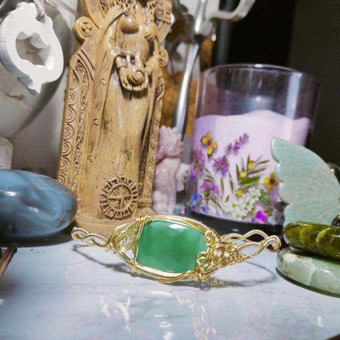 Bracelet Torsade Onyx verte -Bijou modulable ( option)