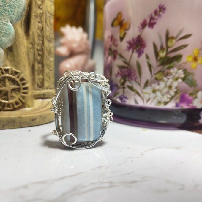 Bague parpaing Opale Bleue Commune ✨– Communication & Libération Spirituelle✨  