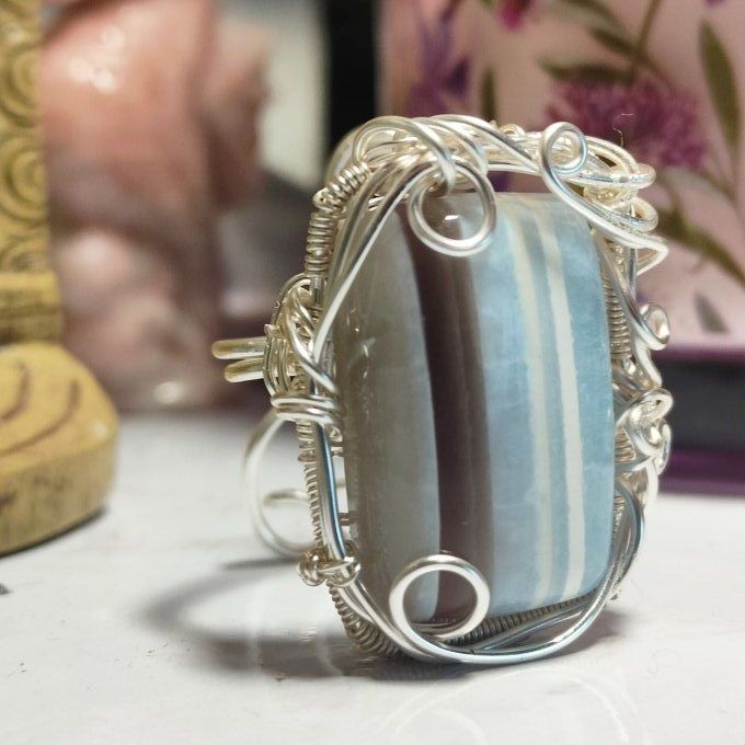 Bague parpaing Opale Bleue Commune ✨– Communication & Libération Spirituelle✨  