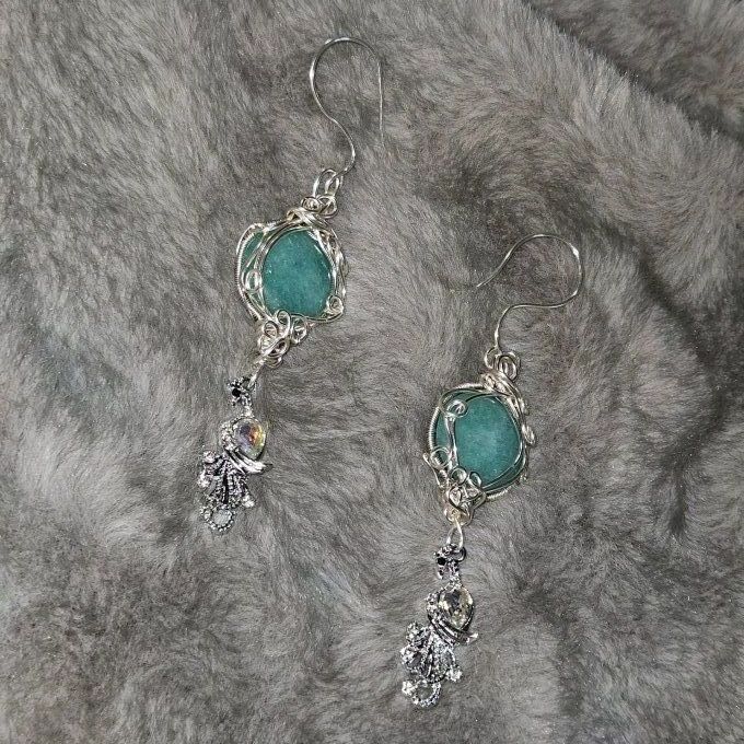 Boucle d'oreille Amazonite - Larmes d'Héra 
