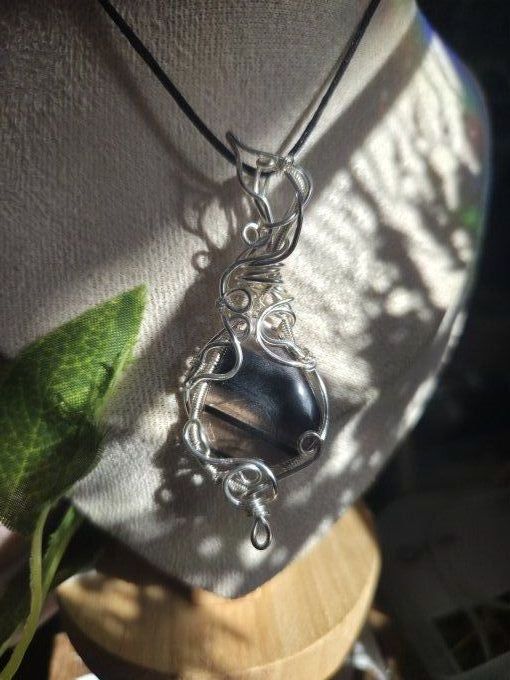 Pendentif Obsidienne Midnight Lace – Clairvoyance & Protection   
