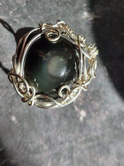Bague  chevalière œil céleste  -Protection & Clarté  25*20mm