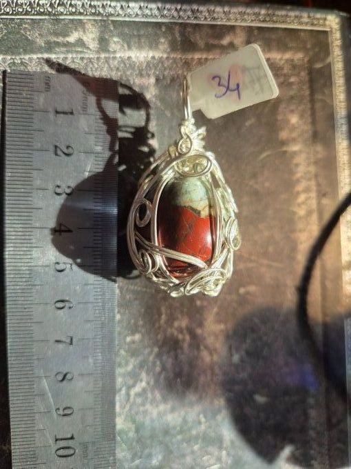 Pendentif Jaspe Héliotrope - ✨pomme poison