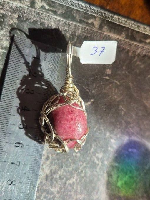 Pendentif Pomme poison Rhodonite Tourmaline