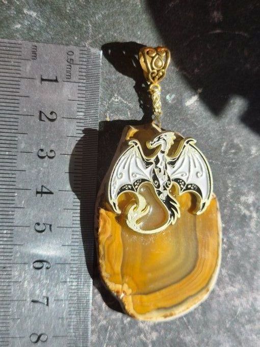 Collier agate jaune Dragon sorcier