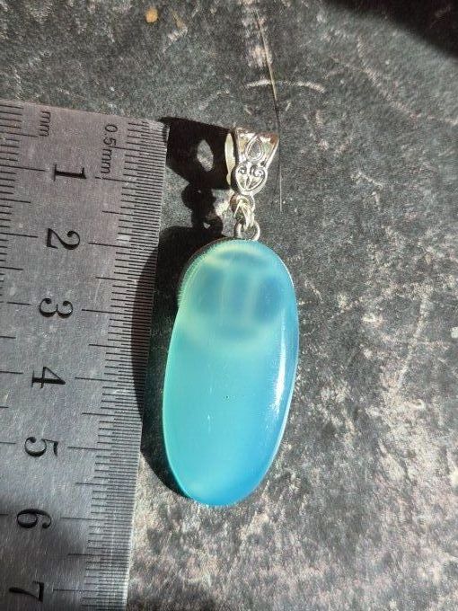 Pendentif verseau Aqua Calcédoine -pierre purifiante. - Copie