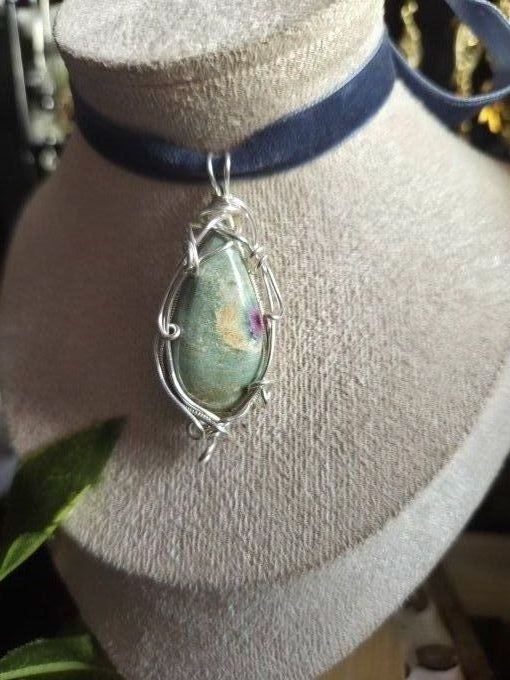  Pendentif Argent En Fuchsite – Amour Inconditionnel, Protection & Clarté  